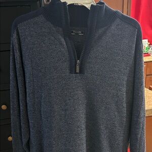 Portabella NY Blue Heather Zip-Neck Sweater